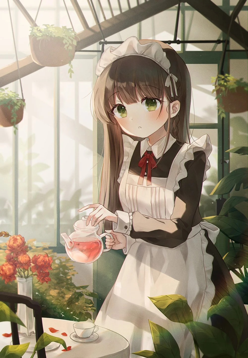 Maid serving tea